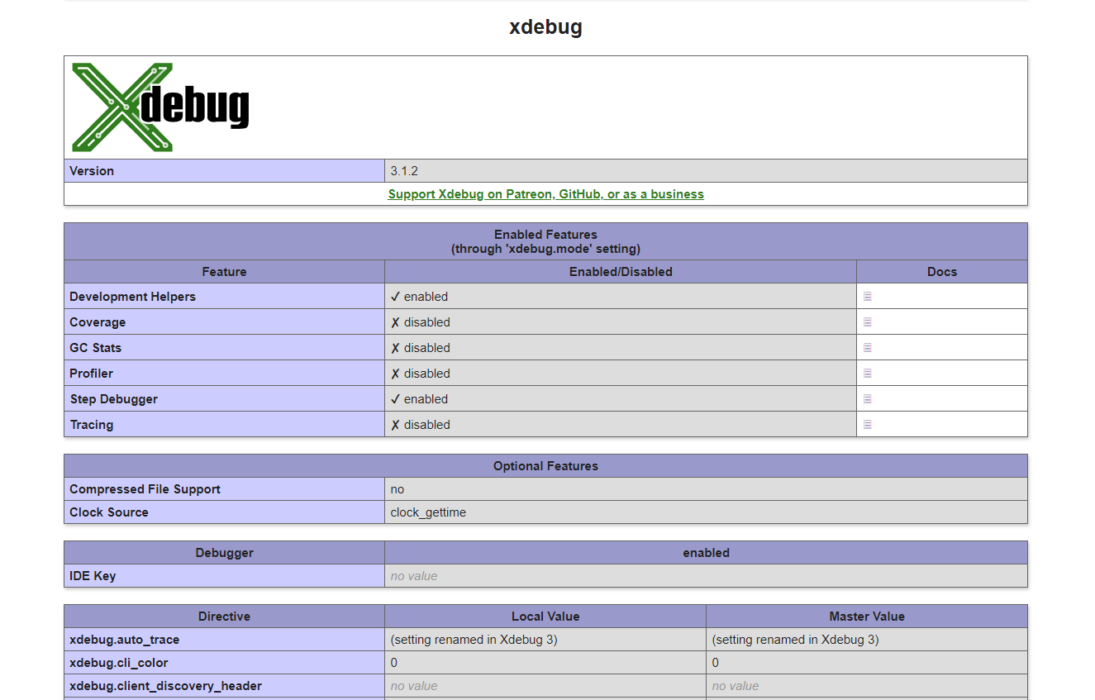 xdebug section